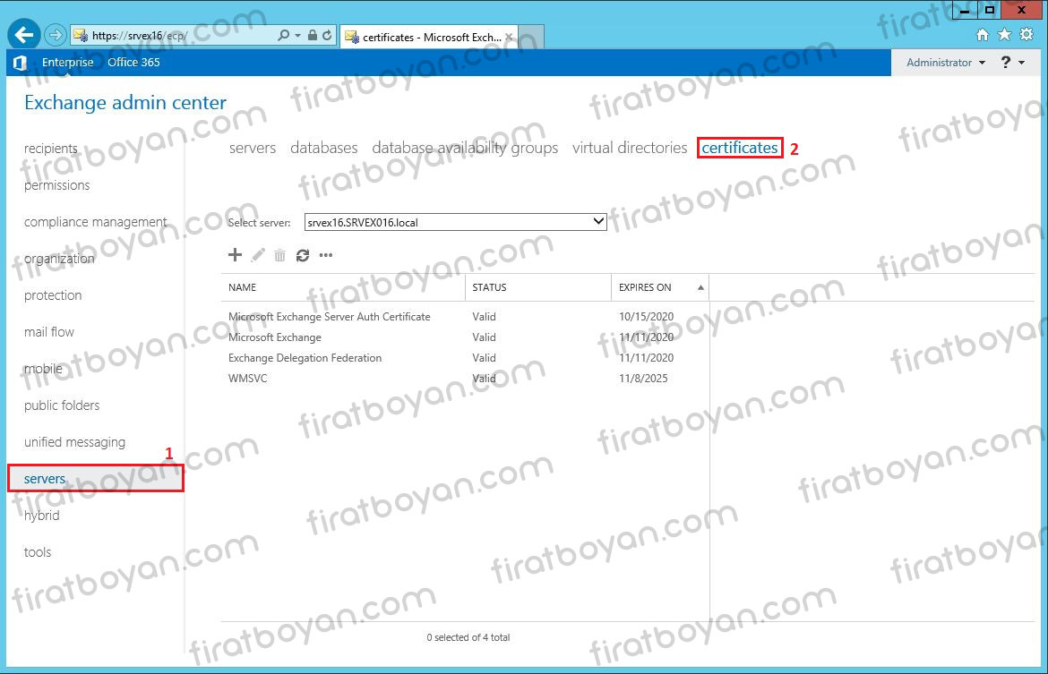 exchange server 2016 local ssl sertifika