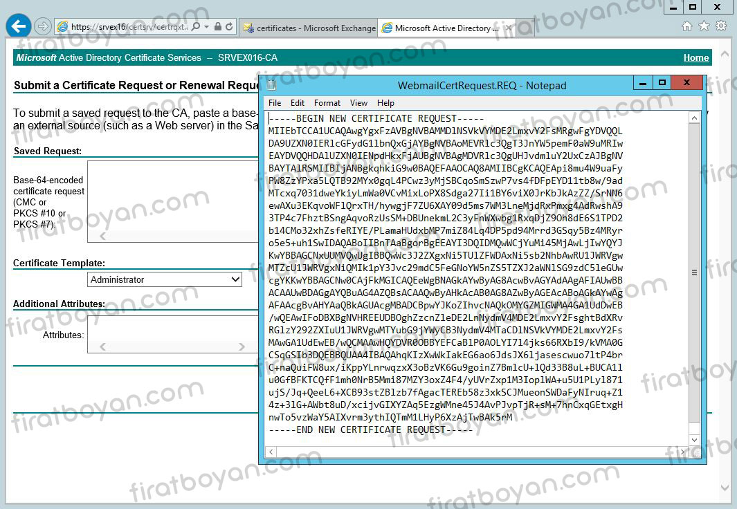 exchange server 2016 local ssl sertifika