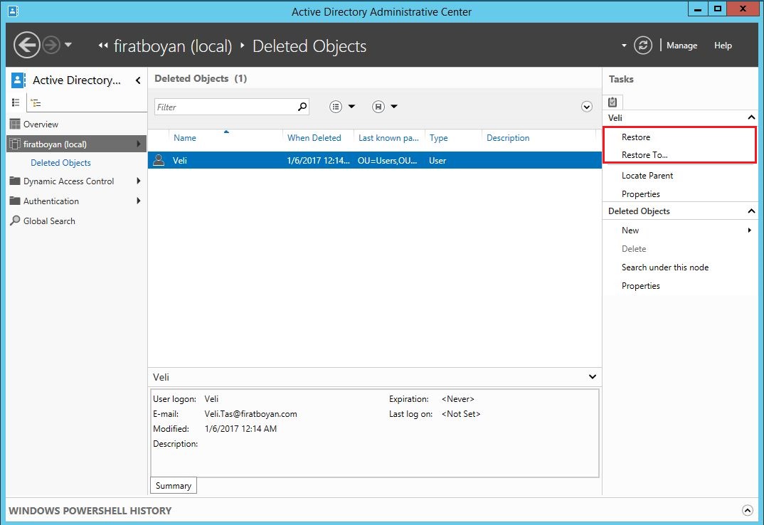 Active Directory Recycle Bin