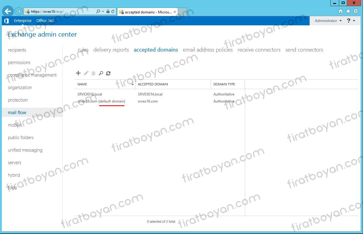 exchange server 2016 accepted domain