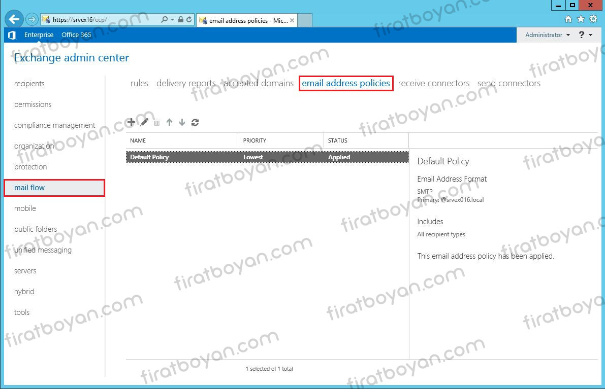 exchange server 2016 accepted domain