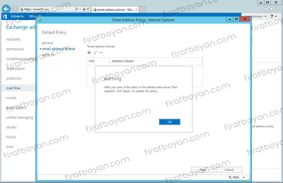 exchange server 2016 accepted domain
