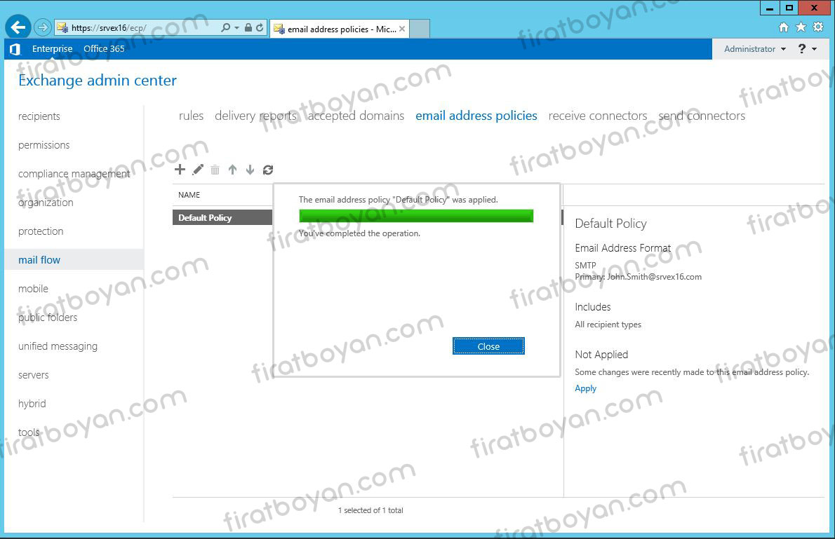 exchange server 2016 accepted domain