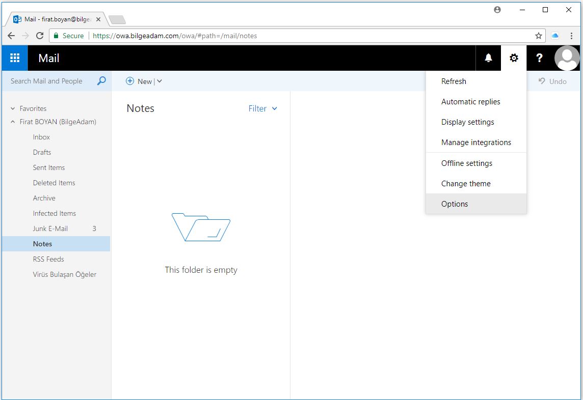OWA-Outlook Web Access Üzerinden Parola Değiştirme