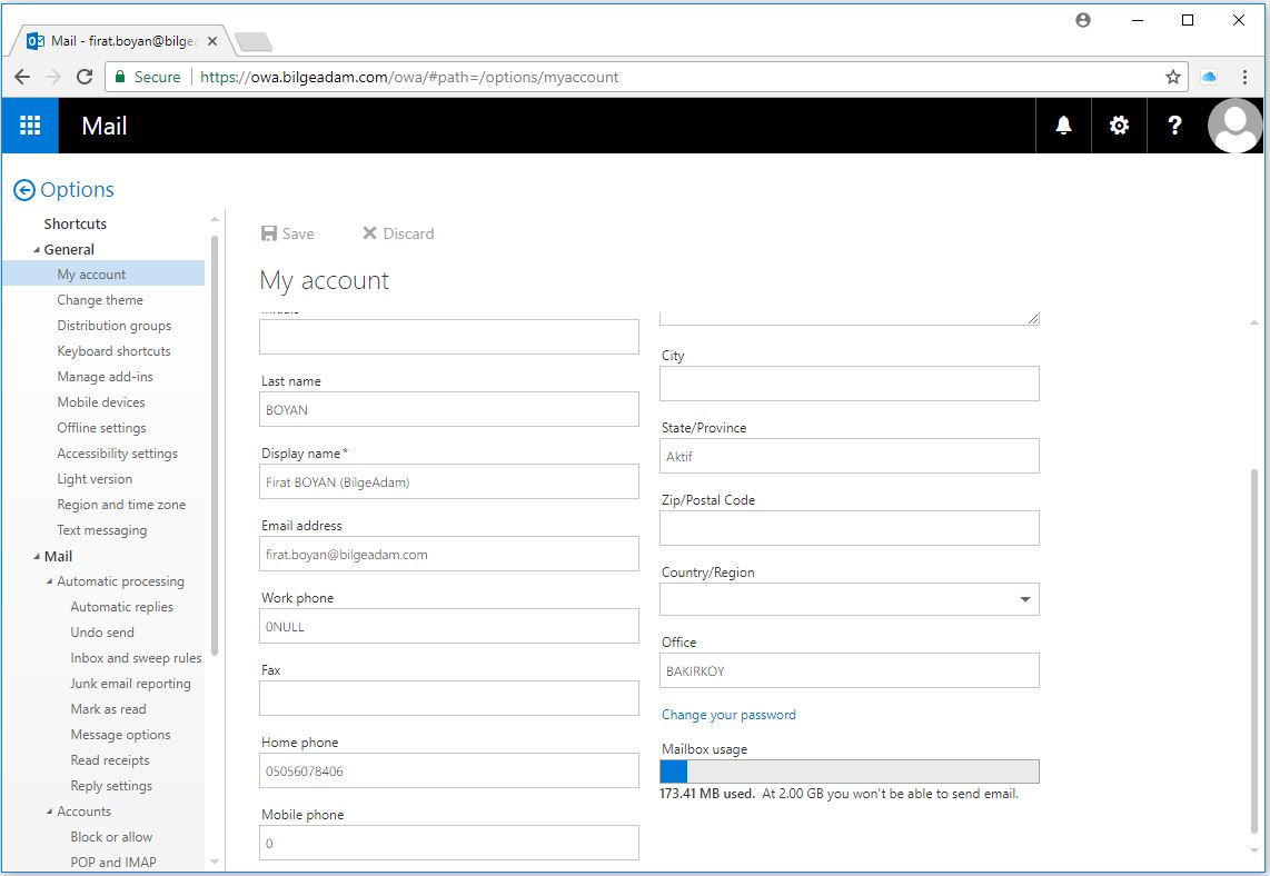 OWA-Outlook Web Access Üzerinden Parola Değiştirme