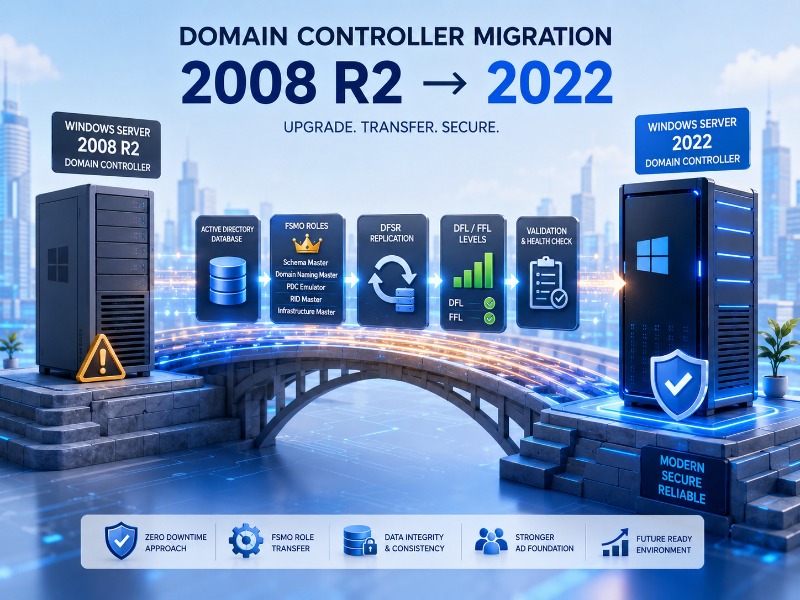 Windows Server 2008 R2’den 2022’ye Domain Controller Migration