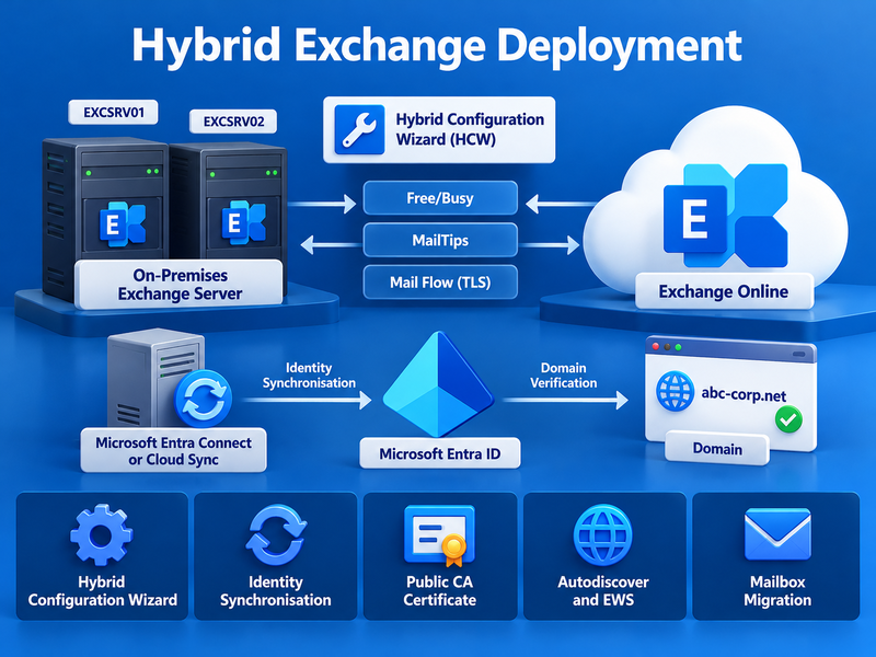Exchange Server SE ile Hybrid Configuration Wizard (HCW) Kurulumu