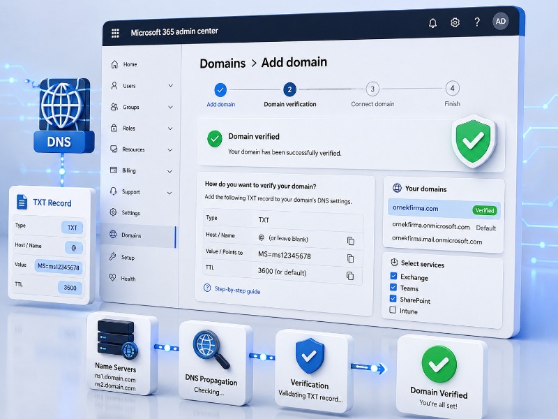 Microsoft 365’te Domain Ekleme ve Doğrulama Süreci