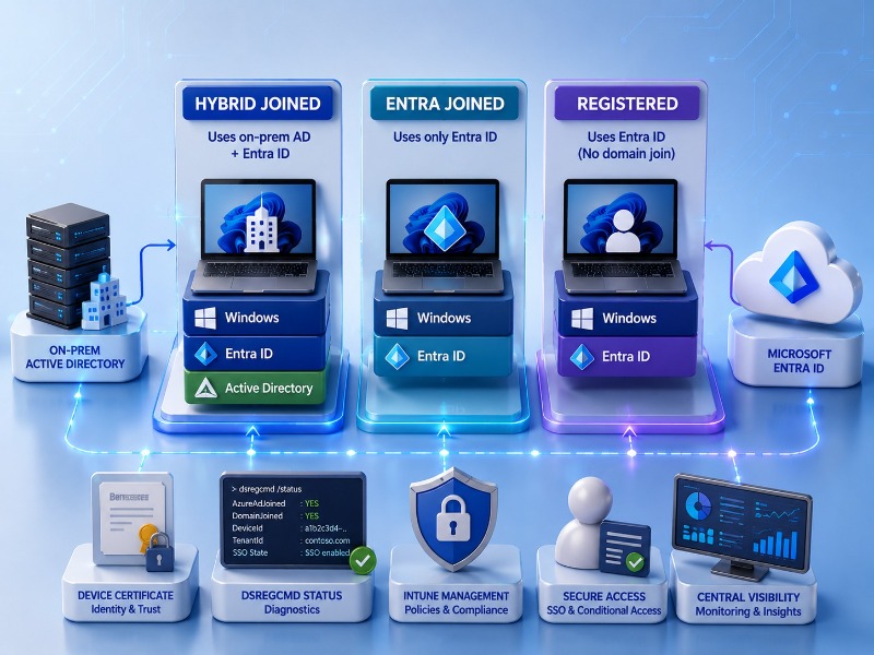 Hybrid Joined, Entra Joined ve Registered Cihazlar Ne Anlama Geliyor?