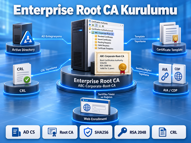 AD CS Enterprise Root CA Kurulumu ve Sertifika Doğrulama