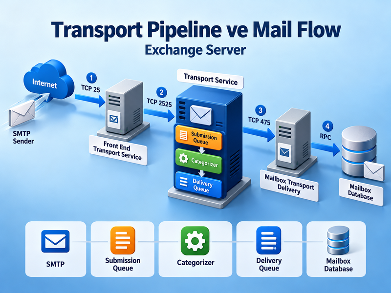 Exchange Server Transport Pipeline ve Mail Flow Mimarisi