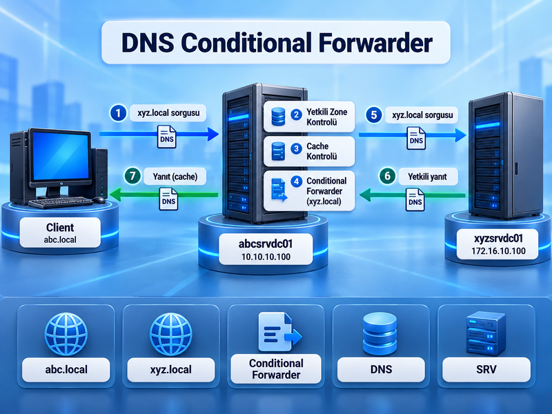DNS Conditional Forwarder Yapılandırması ve Çalışma Mantığı