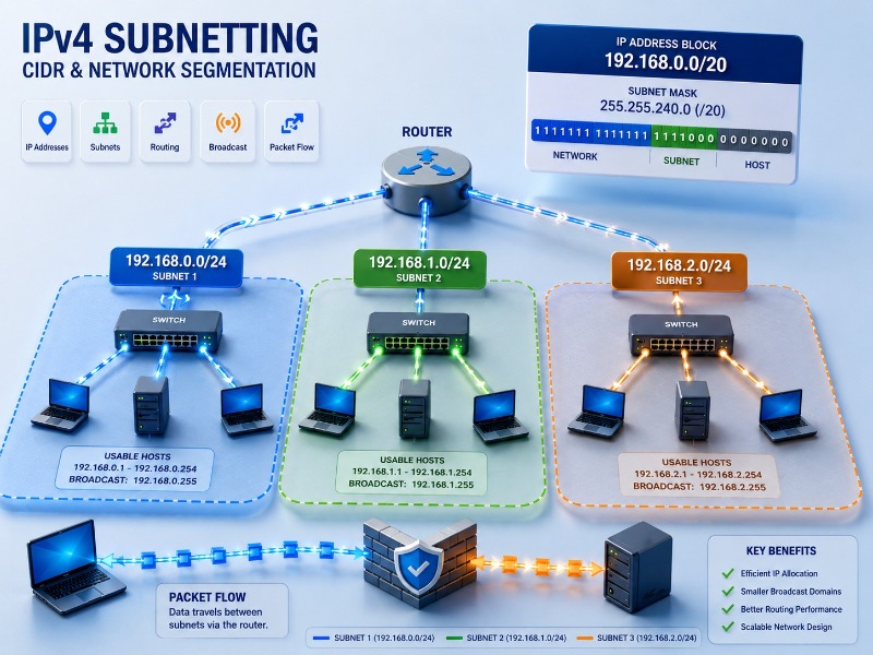 IPv4 Adresleme, IP Sınıfları ve Subnetting Mantığı