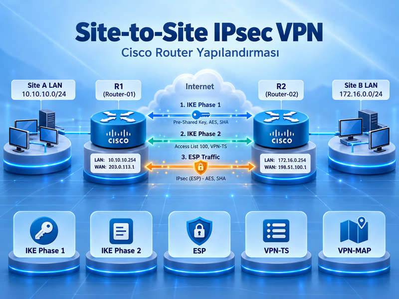 Cisco Router Üzerinde Site-to-Site IPsec VPN Yapılandırması