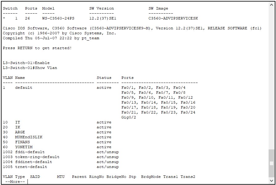 Vlan oluşturma