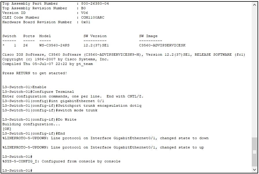 Vlan oluşturma Trunk yapılandırma