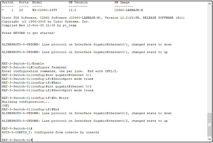 Vlan oluşturma Trunk yapılandırma