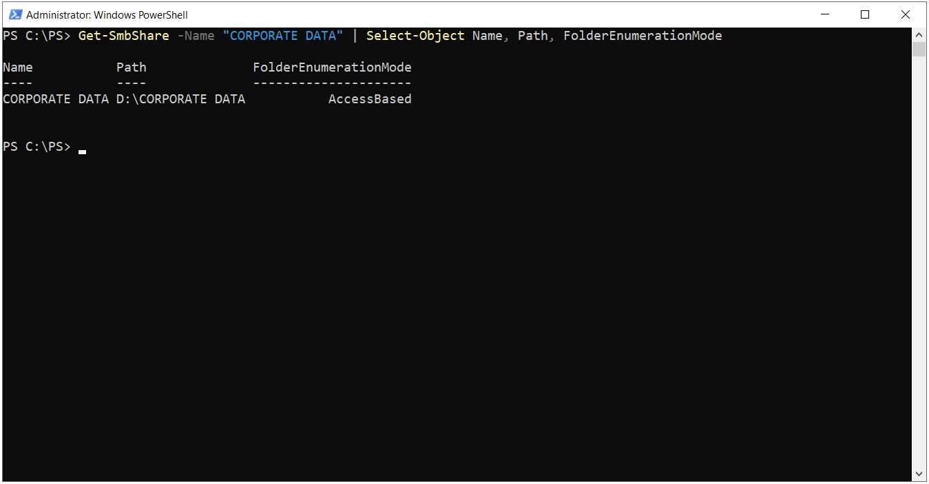 FolderEnumerationMode AccessBased değeri