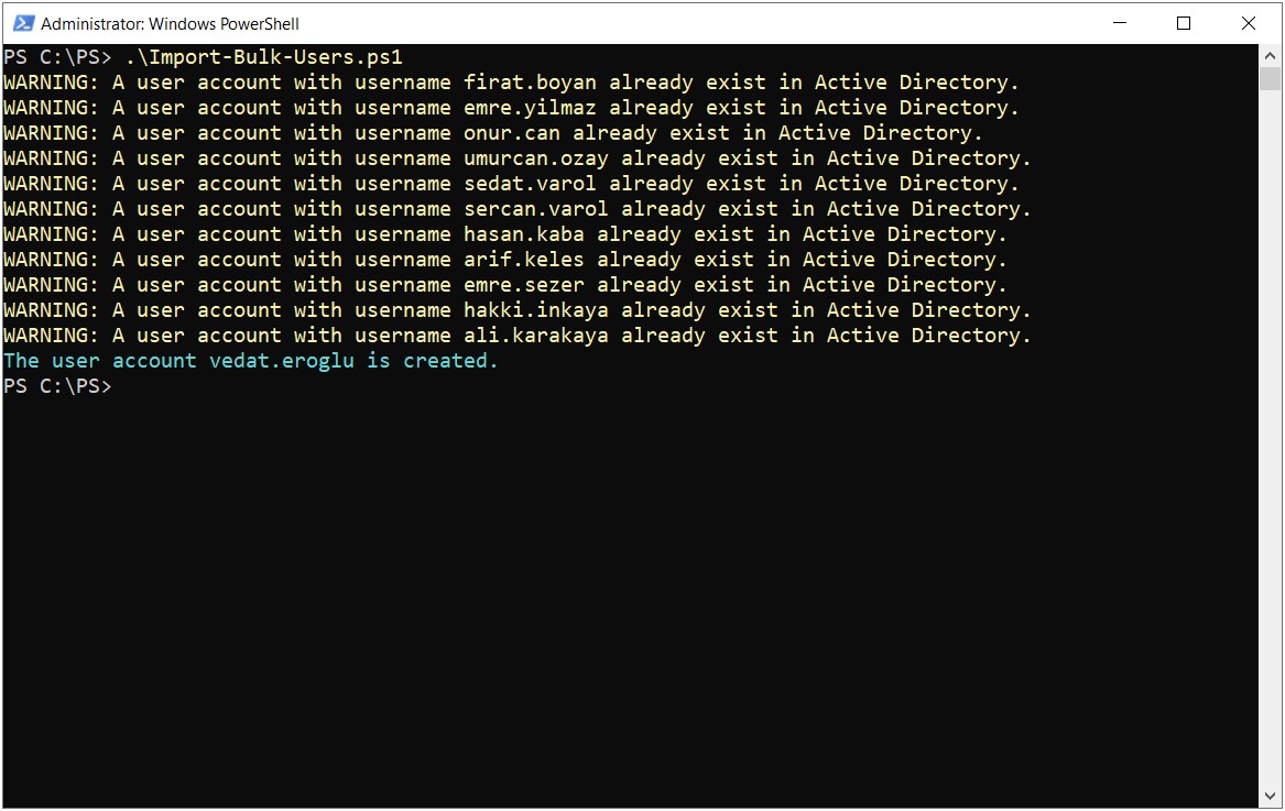 Active Directory Toplu Kullanıcı Nesneleri Oluşturma