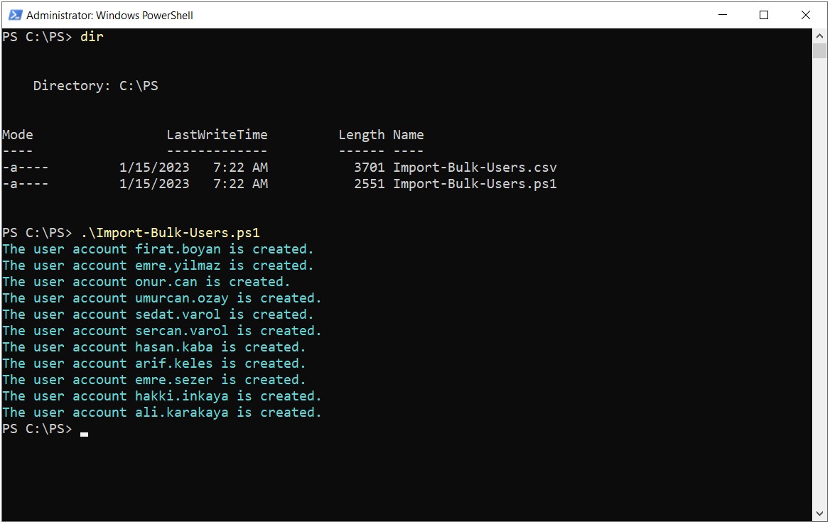 Active Directory Toplu Kullanıcı Nesneleri Oluşturma