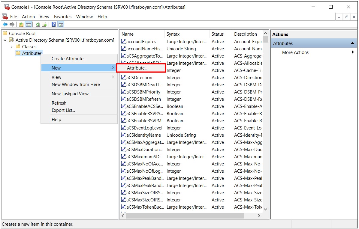 Active Directory Schema Attribute EKleme