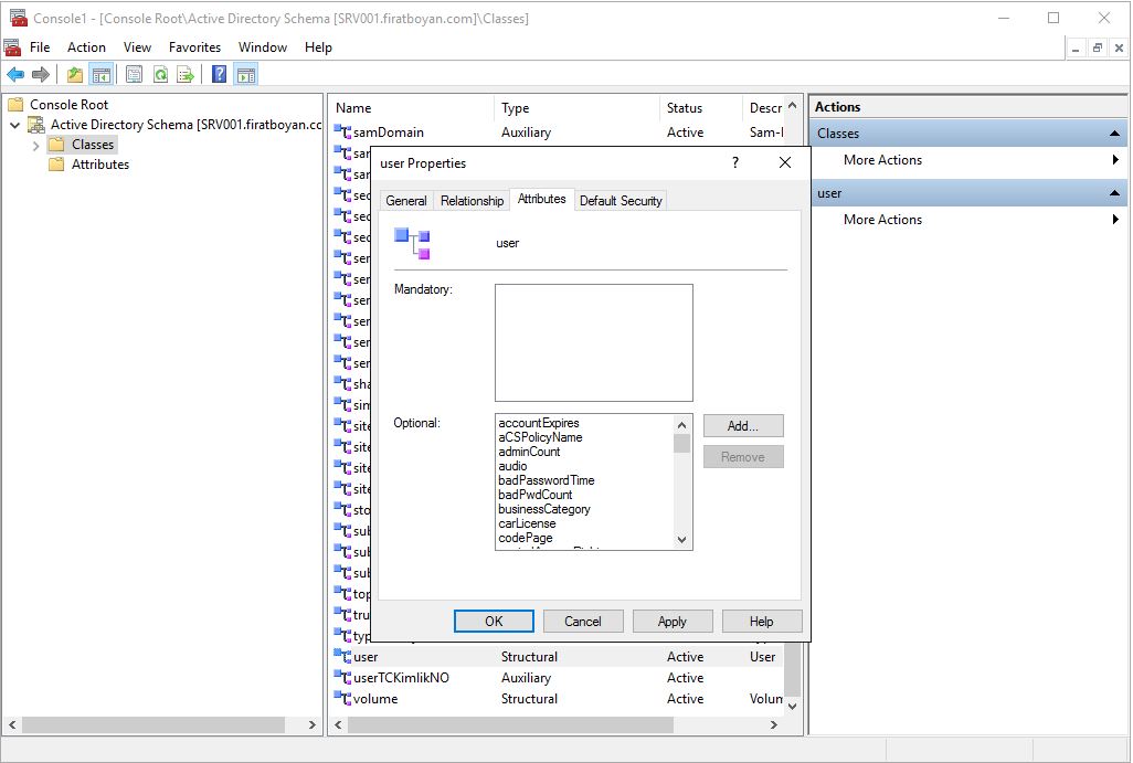 Active Directory Schema Attribute EKleme