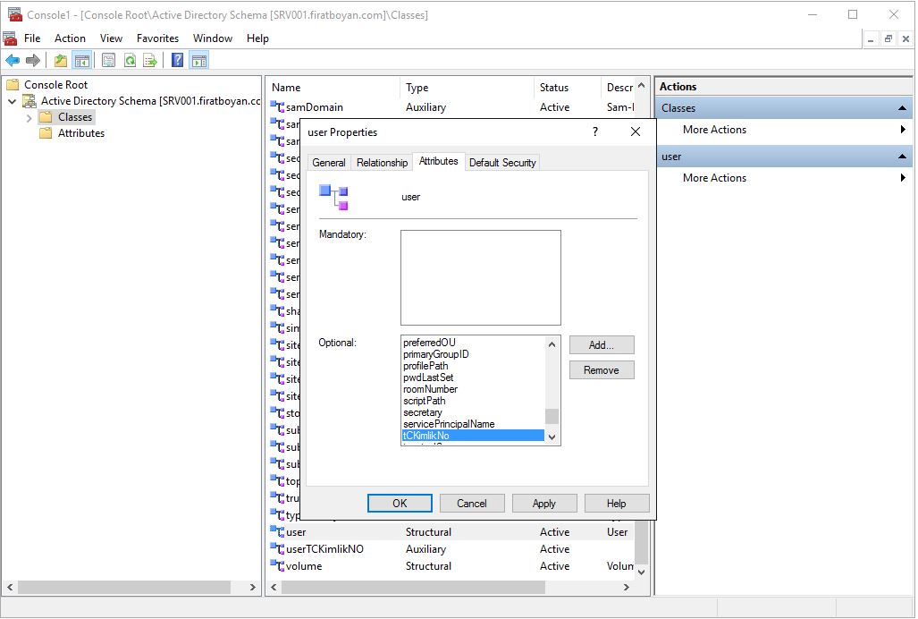 Active Directory Schema Attribute EKleme