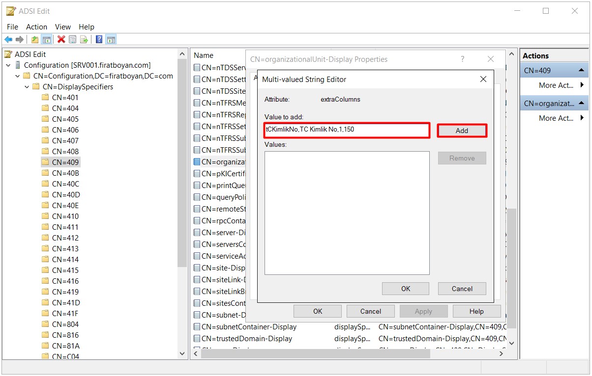 Active Directory Schema Attribute EKleme