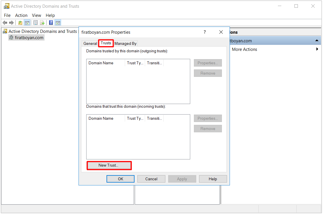 active directory domains and trust kurulumu