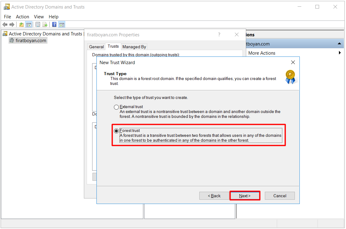 active directory domains and trust kurulumu