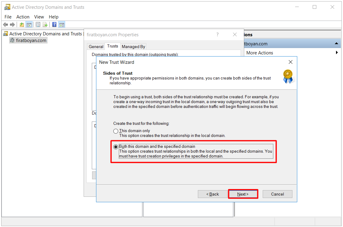 active directory domains and trust kurulumu