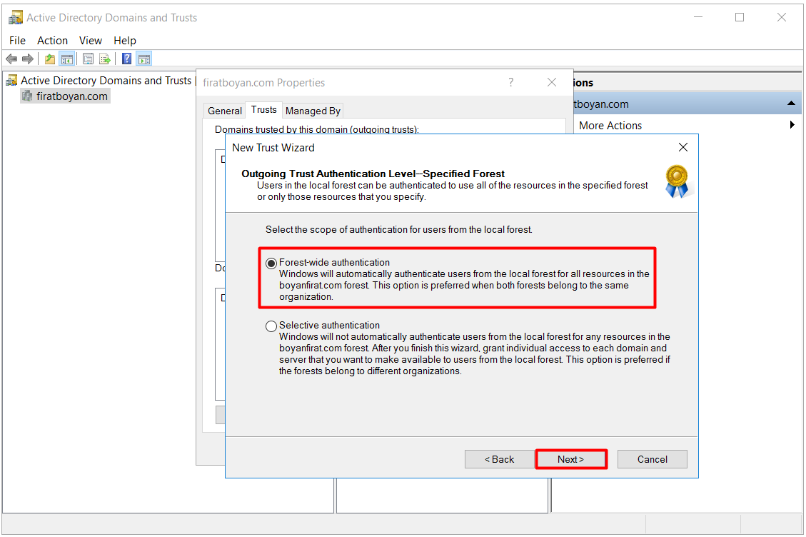 active directory domains and trust kurulumu