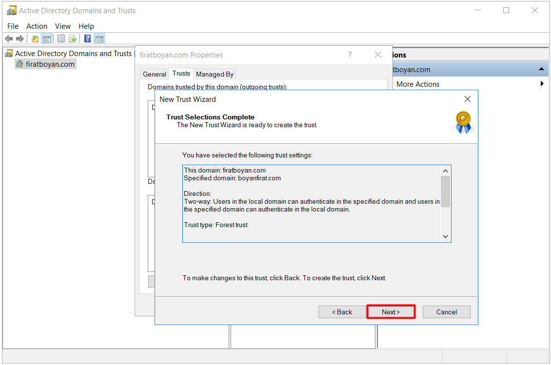 active directory domains and trust kurulumu