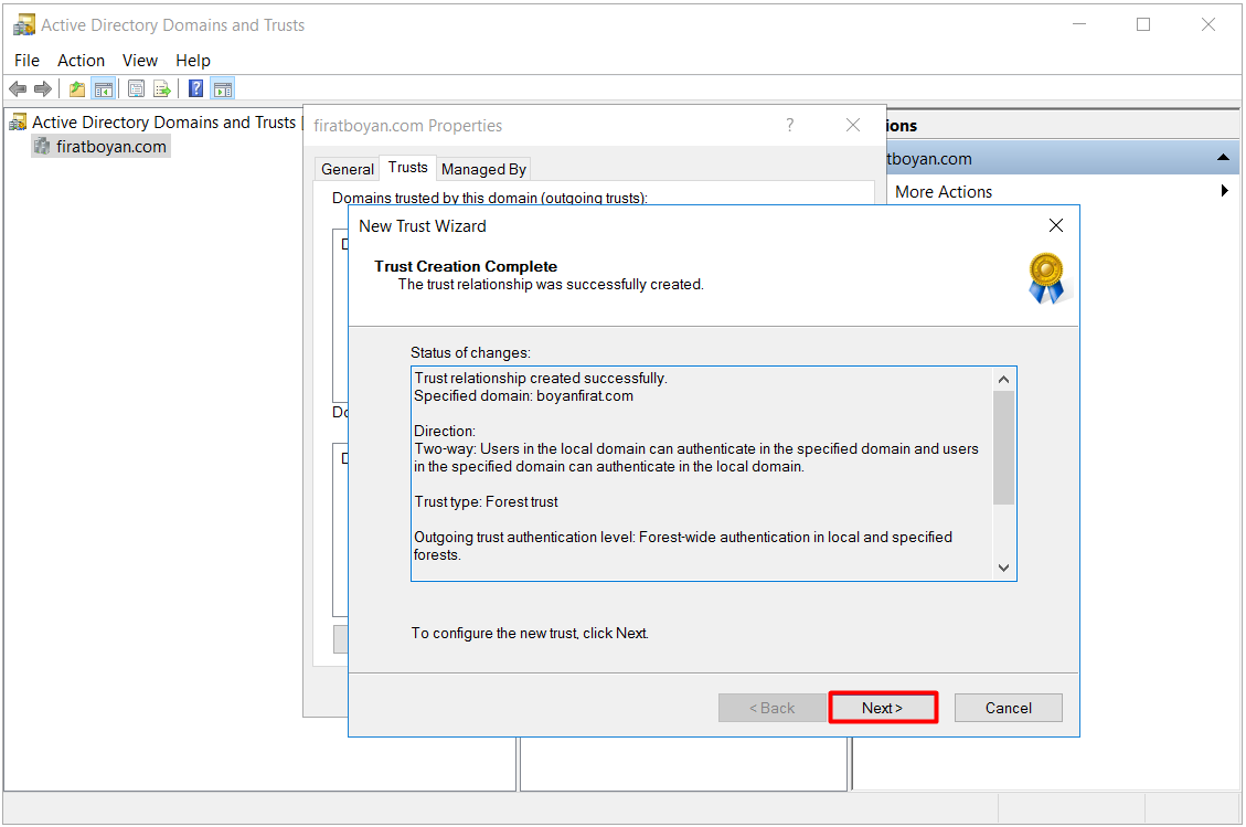 active directory domains and trust kurulumu