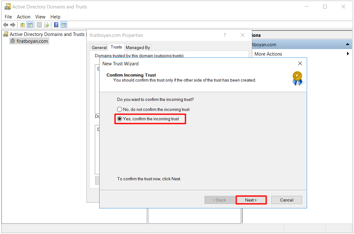 active directory domains and trust kurulumu