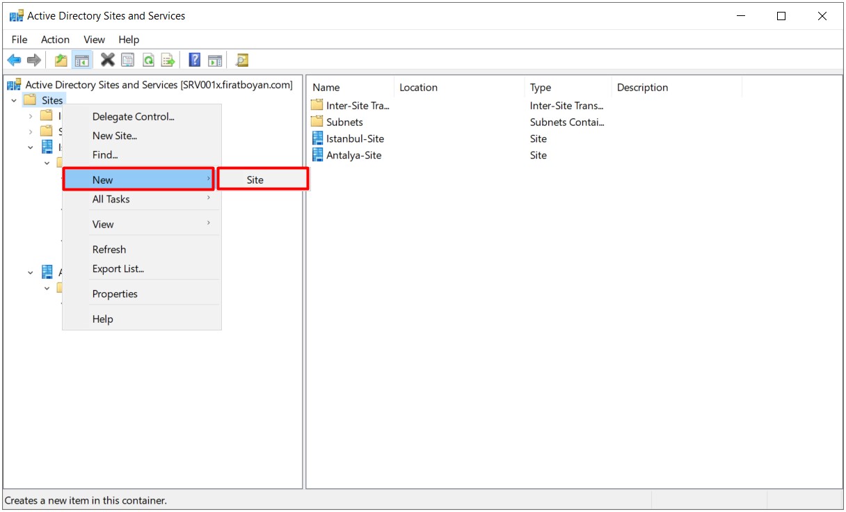 Active Directory Sites and Services Yapılandırma