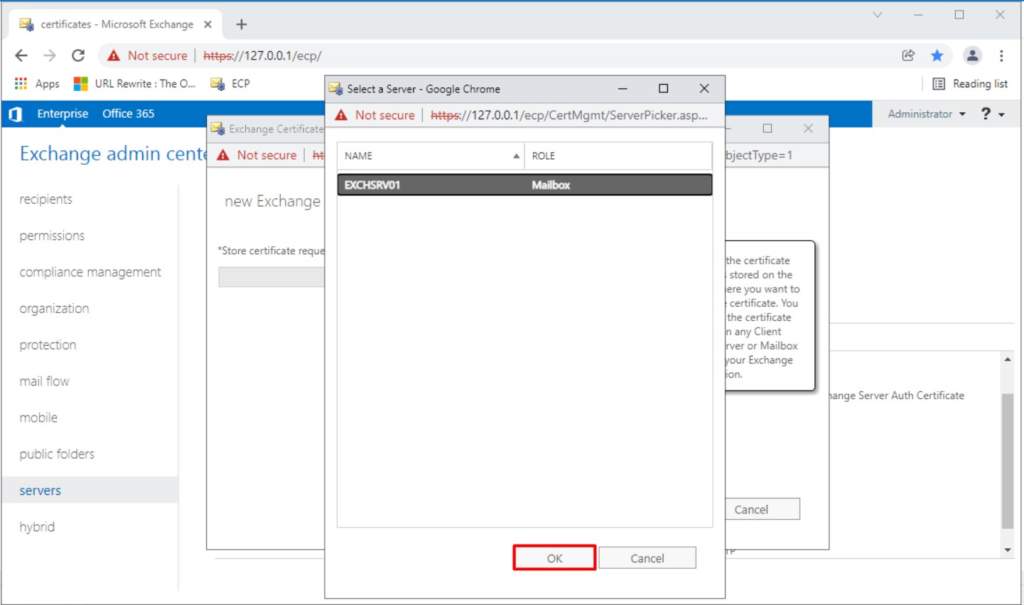 Exchange Server Wildcard sertifika oluşturma