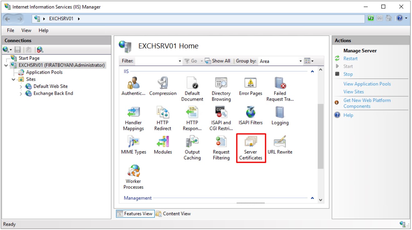 Exchange Server Wildcard sertifika oluşturma