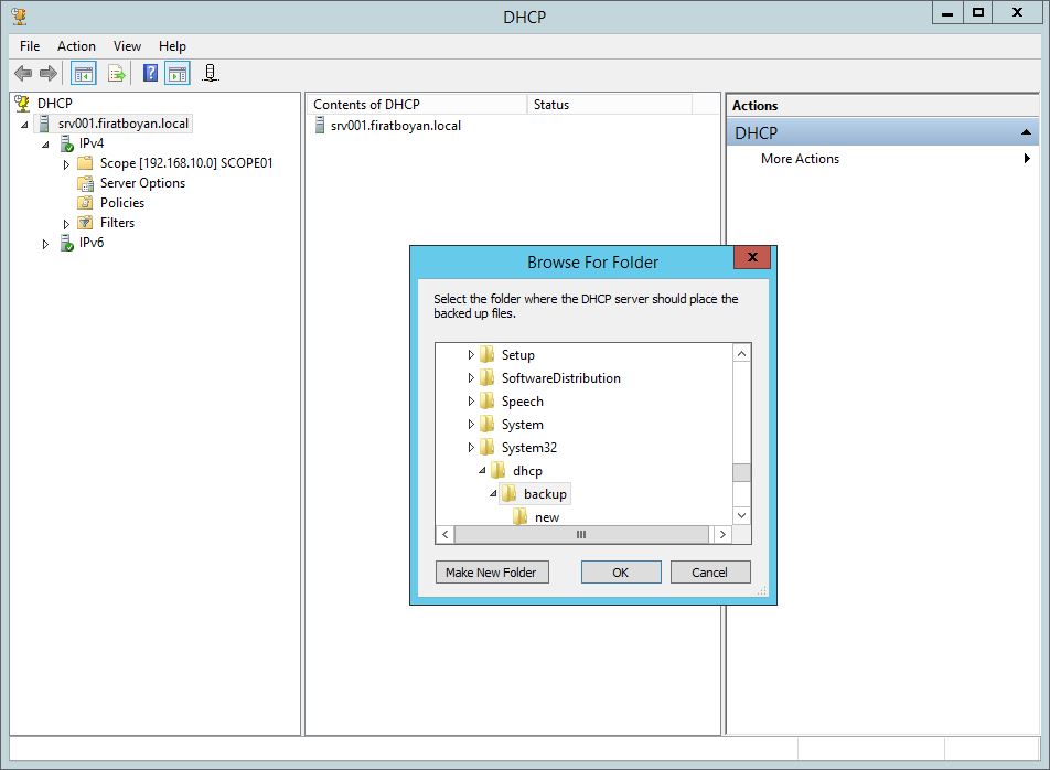DHCP DATABASE BACKUP, RESTORE ve PATH değiştirme.