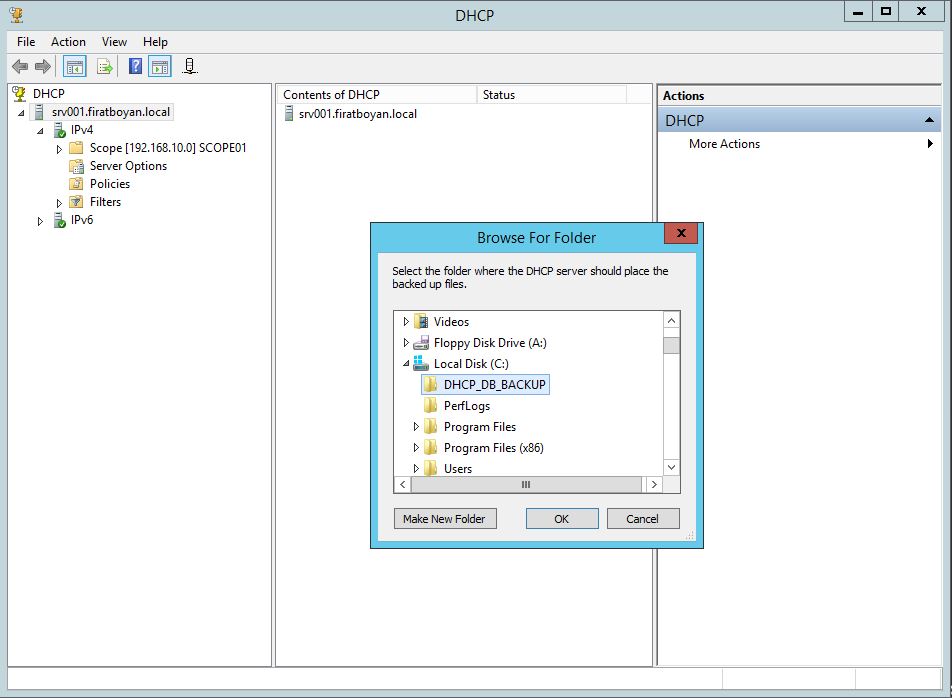 DHCP DATABASE BACKUP, RESTORE ve PATH değiştirme.