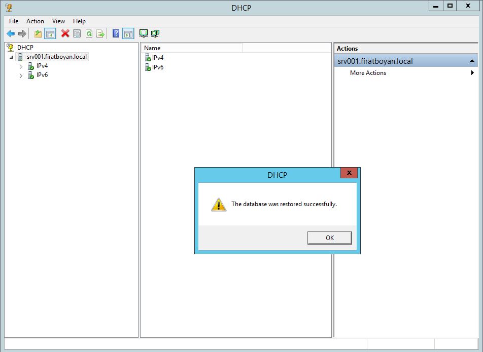 DHCP DATABASE BACKUP, RESTORE ve PATH değiştirme.