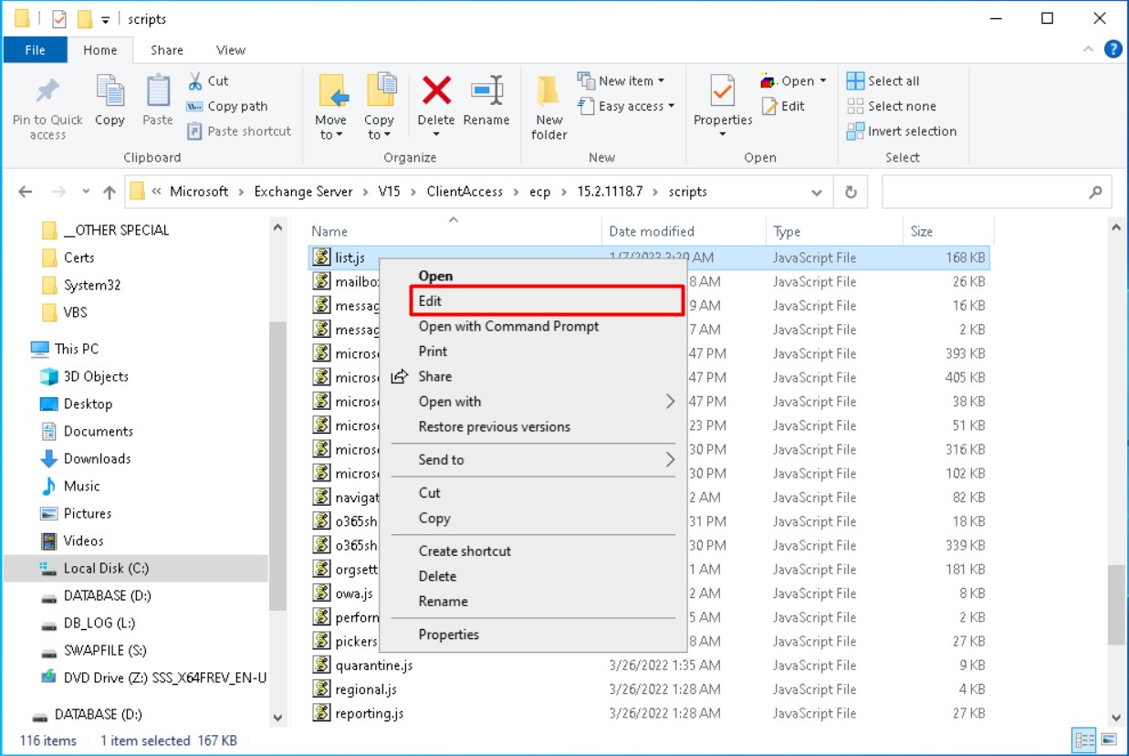 Exchange Server Items Per Page Sayı Değerini Değiştirme