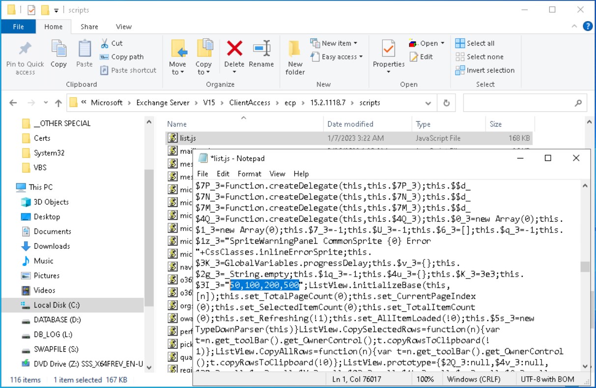 Exchange Server Items Per Page Sayı Değerini Değiştirme