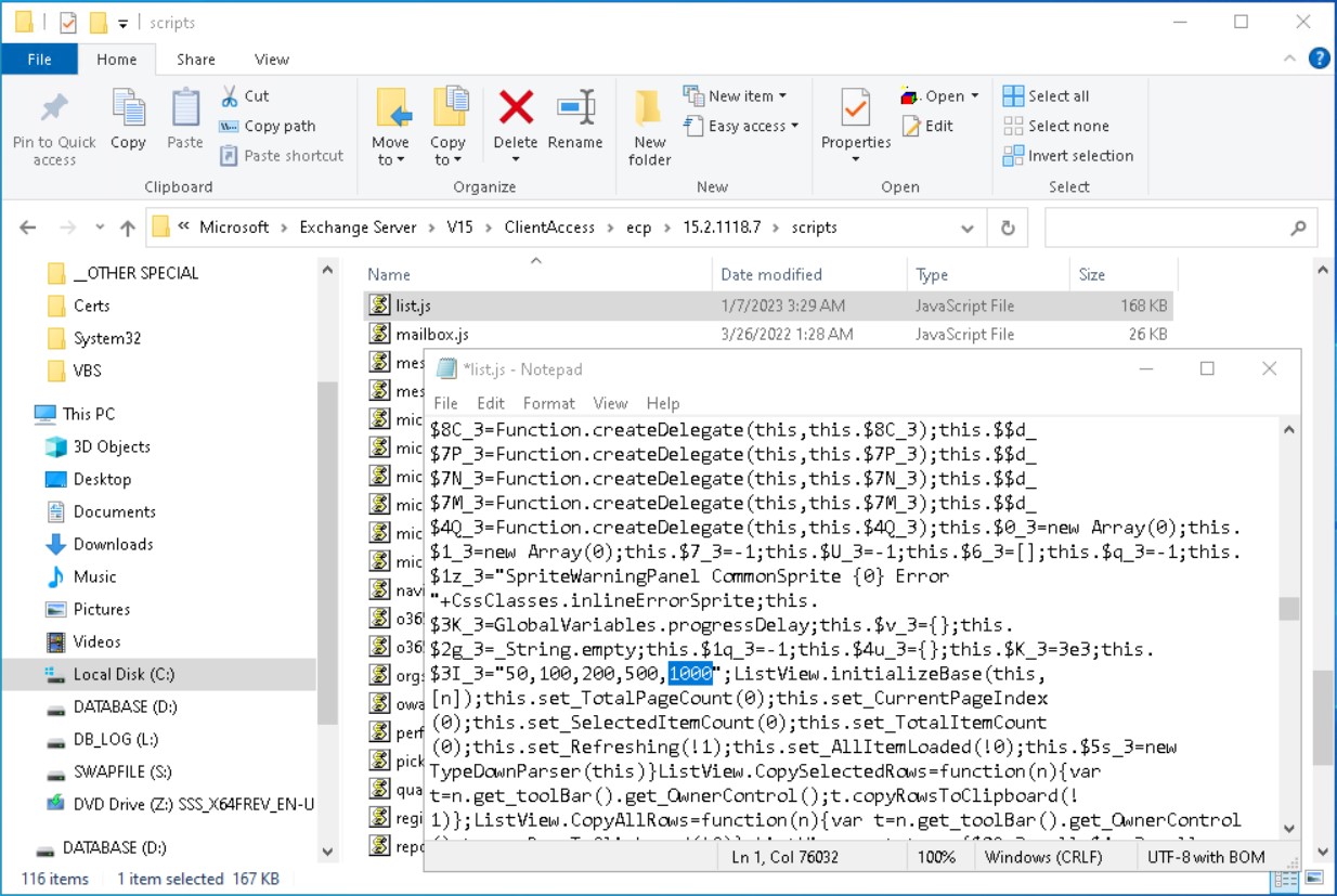 Exchange Server Items Per Page Sayı Değerini Değiştirme