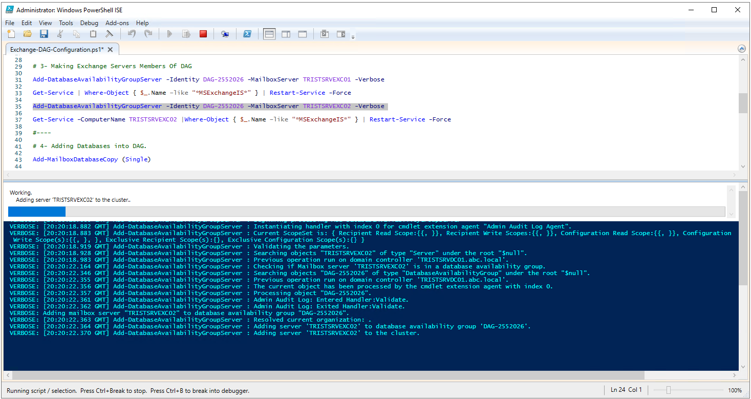 İkinci Mailbox Server TRISTSRVEXC02'nin DAG'a ve Cluster'a eklenmesi