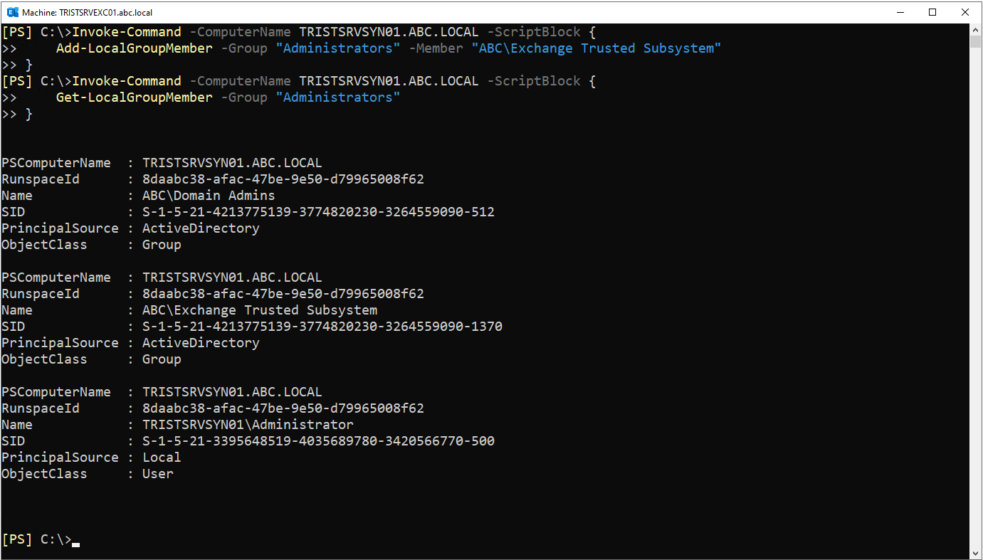 Witness Server'ın Local Administrators grubuna Exchange Trusted Subsystem eklenmesi ve doğrulanması