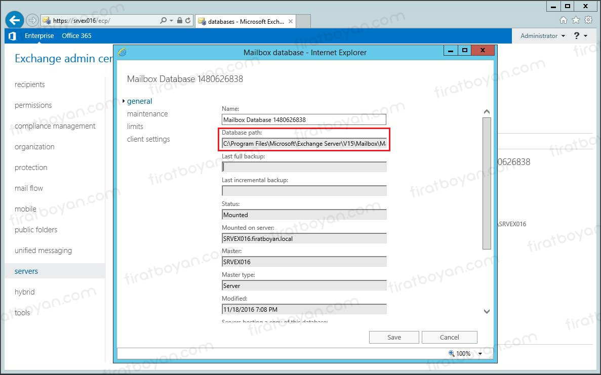Mailbox Database Path Değiştirme