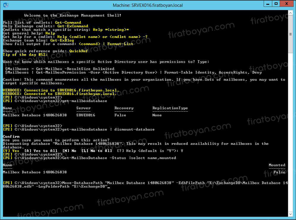 Mailbox Database Path Değiştirme