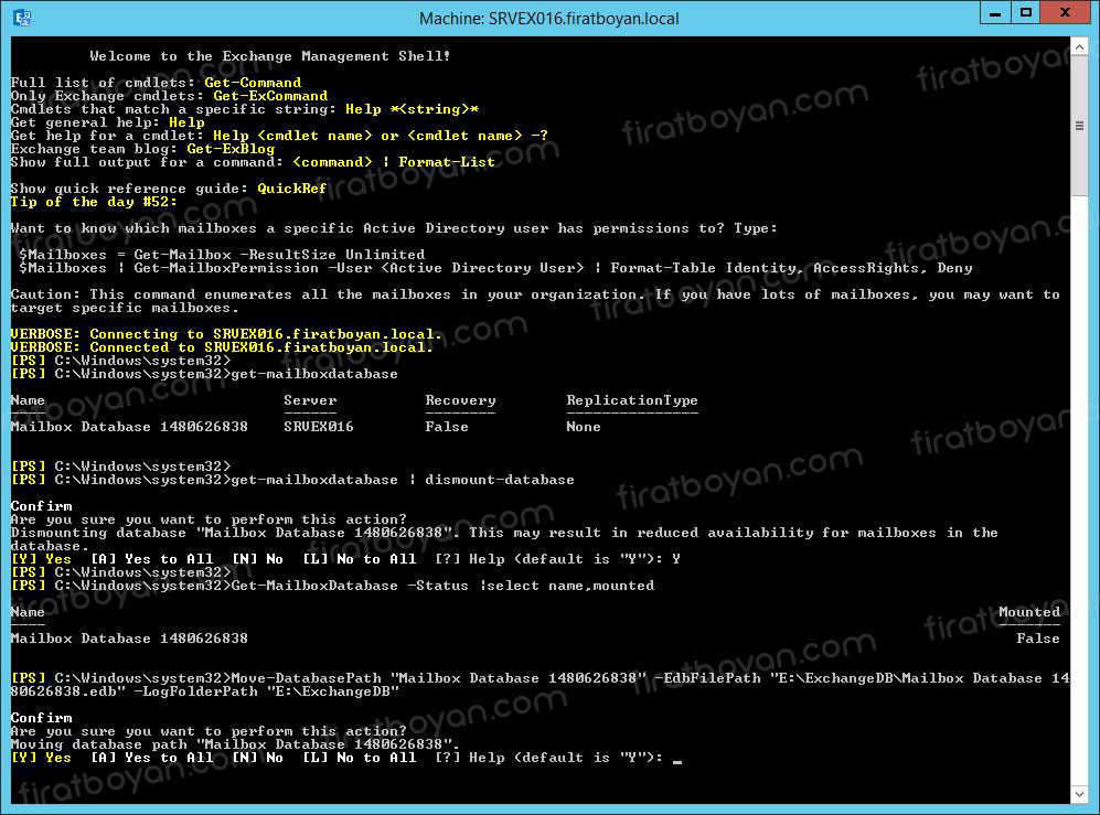 Mailbox Database Path Değiştirme