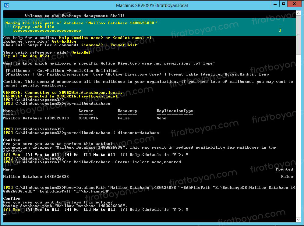 Mailbox Database Path Değiştirme